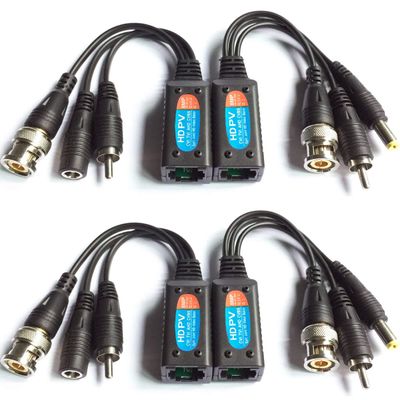 Evertech 8MP HD-CVI/TVI/AHD/CVBS Passive Video Audio Power Balun Data Transmitter via UTP Cable 2 Pairs