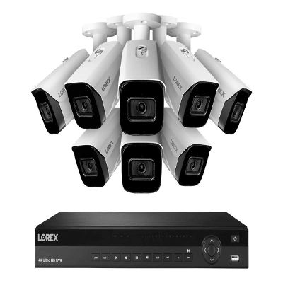 Lorex Technology NC4K3F-168WB 16 Channel 3TB 4K Ultra HD Nocturnal NVR System with Eight Smart IP Security Bullet Cameras wReal-Time 30FPS and Listen-in Audio, 150ft Night Vision, Color 8