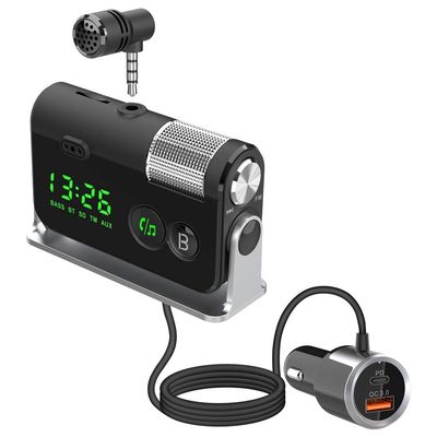 WYYHAA Bluetooth Car Adapter, Blutu para Carros with 2 Microphones & QC3.0 +Type-C PD 18W HiFi Bass Supports Hands-Free Calling, Siri Google Assistant, TF Card AUX Output