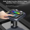 Bluetooth 5.0 Car FM Transmitter, QC3.0 Wireless Car Adapter Mp3 Music Player Car Kit with Hands-Free Calling, 7 Color LED Backlit Car Adapter view 3