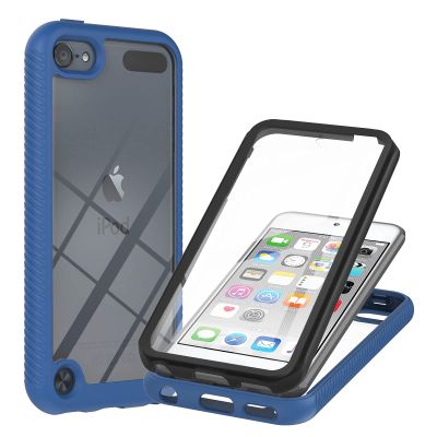 XYX Case Compatible with iPod Touch, Clear Built-in Screen Protector Full Body Hybrid Heavy Duty Protection Case for iPod Touch 7th/6th/5th Gen, Blue
