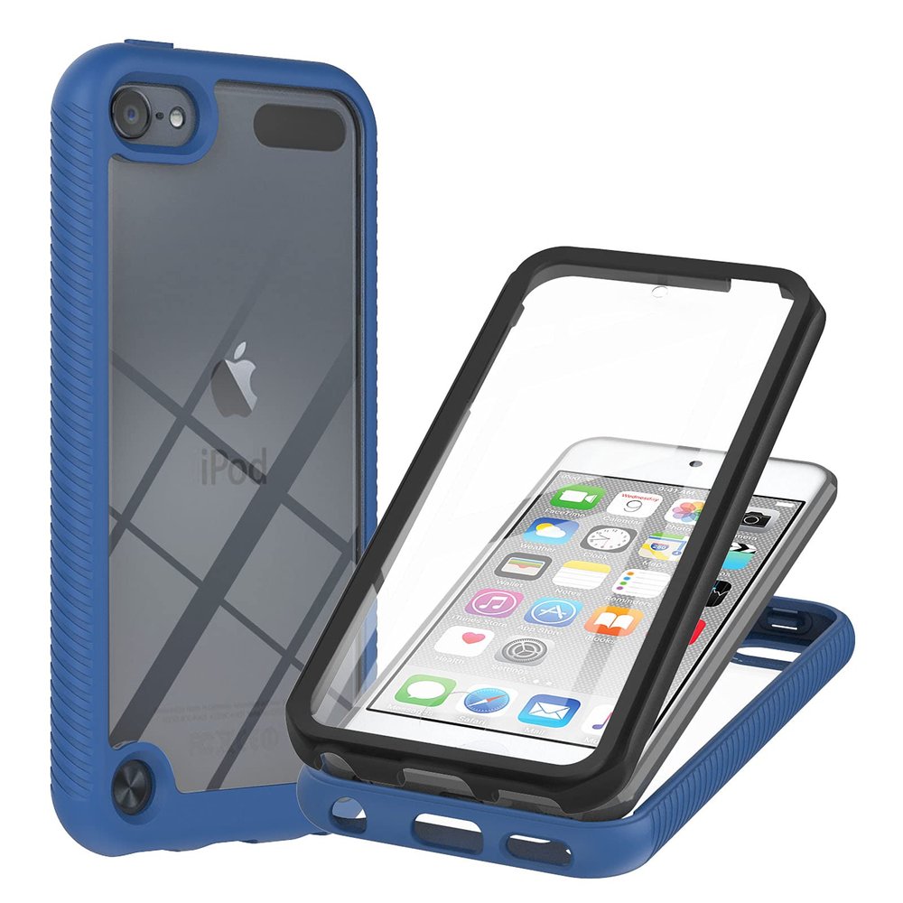 XYX Case Compatible with iPod Touch, Clear Built-in Screen Protector Full Body Hybrid Heavy Duty Protection Case for iPod Touch 7th/6th/5th Gen, Blue