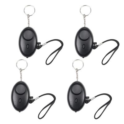 Aicosineg 4Pcs 120DB Personal Security Alarm Keychain with LED Lights for Women, Men, Children & Elderly - Black