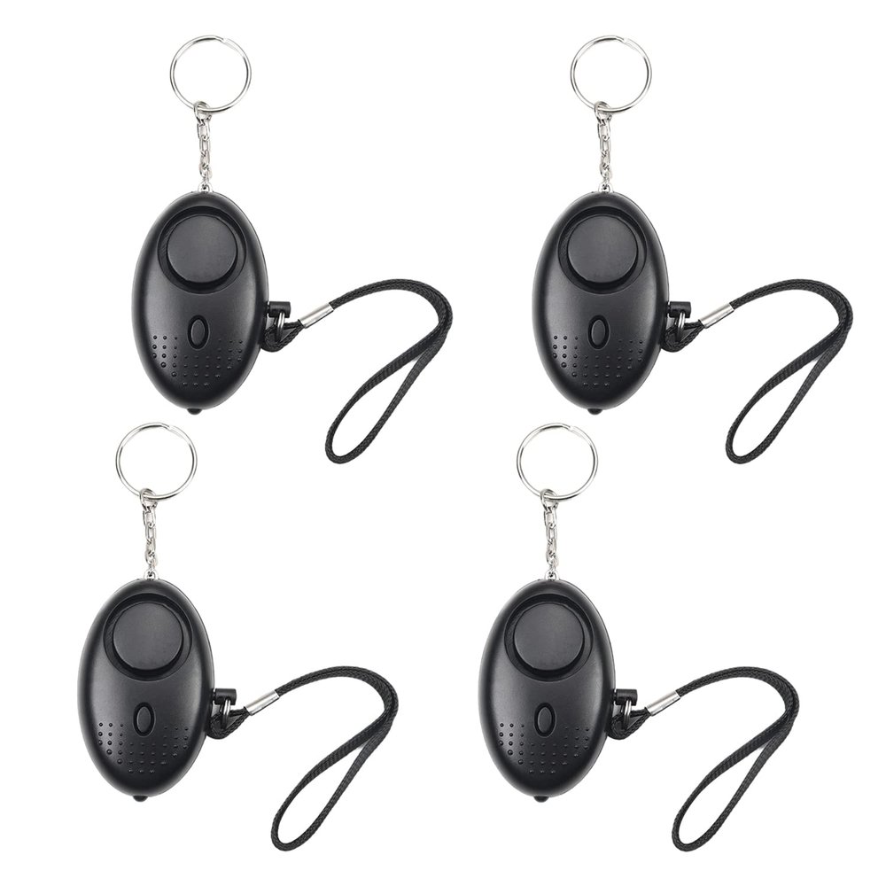 Aicosineg 4Pcs 120DB Personal Security Alarm Keychain with LED Lights for Women, Men, Children & Elderly - Black