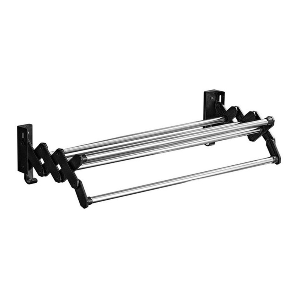 GXFWJD Clothes Drying Rack Wall Mounted Towel Rack Towel Bar Smooth Round Stainless Steel Rods Retractable-Clothes Drying Rack Easy to Install (Color : Nonporous, Size : 50cm)