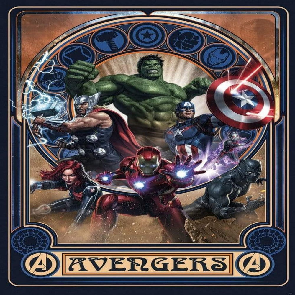 Komar Marvel IADX4-068 Non-Woven Photo Wallpaper Avengers Ornament Size: 200 x 280 cm (Width x Height)