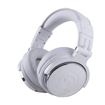 2CANZ Pro Matte White Over-Ear Professional Wired DJ Headphones - Closed Back, Plush Ear Cushions, Adjustable Earpads, Foldable, and Joint Listening