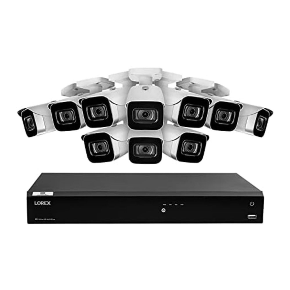 Lorex Fusion 4K Security Camera System w/ 3TB NVR - 16 Channel Wired Home Security System w/ 12 Metal Cameras - Motion Detection, Color Night Vision, Weatherproof Surveillance