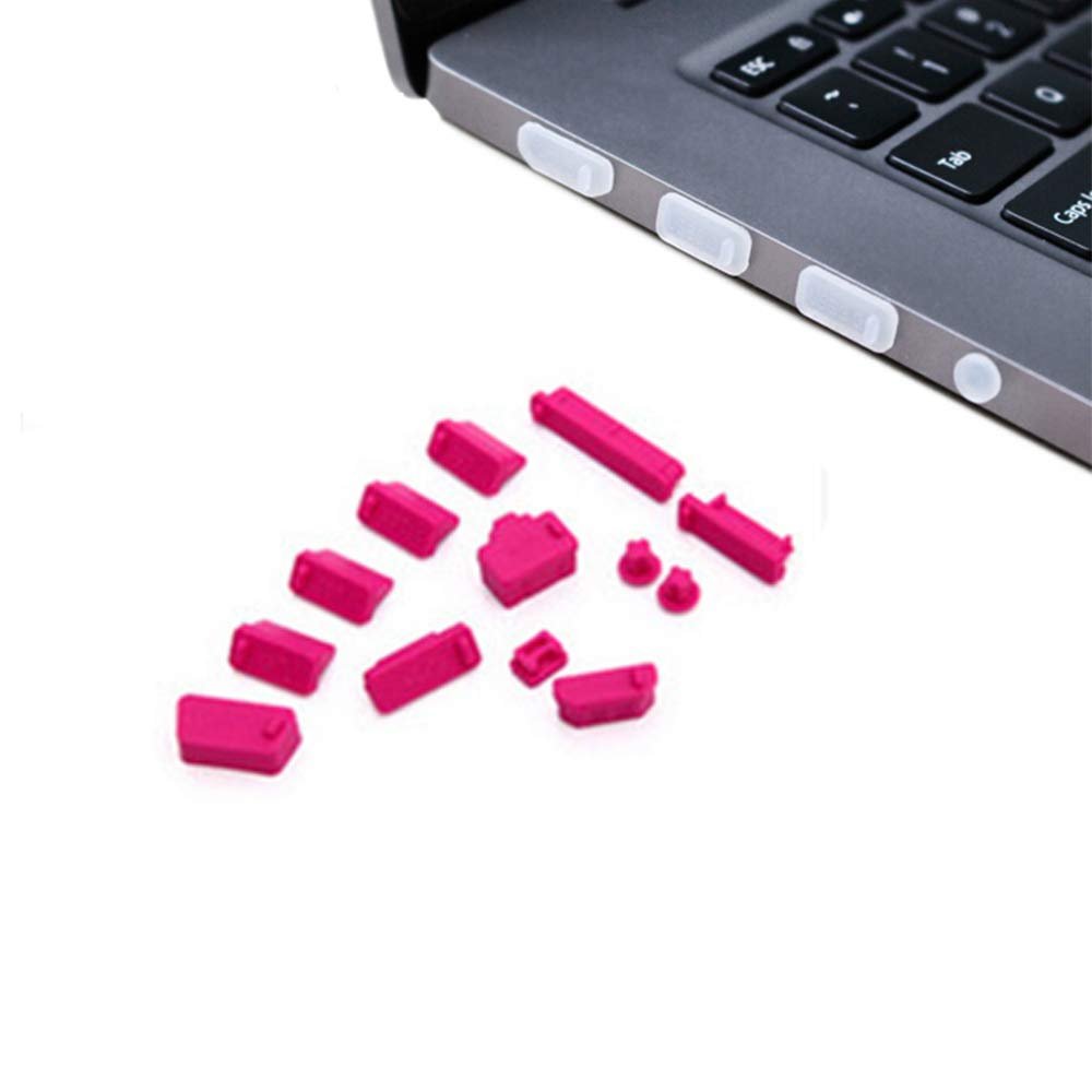 16PCS Universal Computer Anti Dust Stopper/Plug, Soft Silicone Dustproof Laptop Port Covers Rose Red