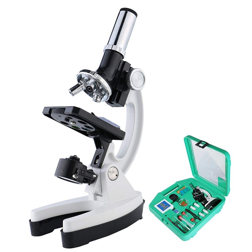 JF-XUAN 100X-1200X Digital Microscope Set with Accessories Kit for Children Kids Students Gift All-Metal 1200X White Microscop (Magnification : 1200X)