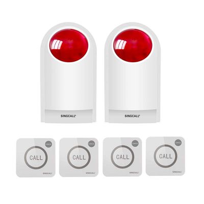 Strobe Siren Panic Alarm Button Siren Alarm with Light for Home Caring Loud Outdoor SOS Alert System 2 Red Flashing Siren and 4 Emergency Button for Store Hotel Jewelry Shop Security