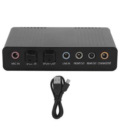 HERCHR Audio Adapter, USB 5.1 Computer External Sound Card Audio Adapter for Karaoke Recording 6 Channel Optical S/PDIF Audio Sound Card Adapter for PC Laptop Recording Compatible with Win10/8/7/ XP