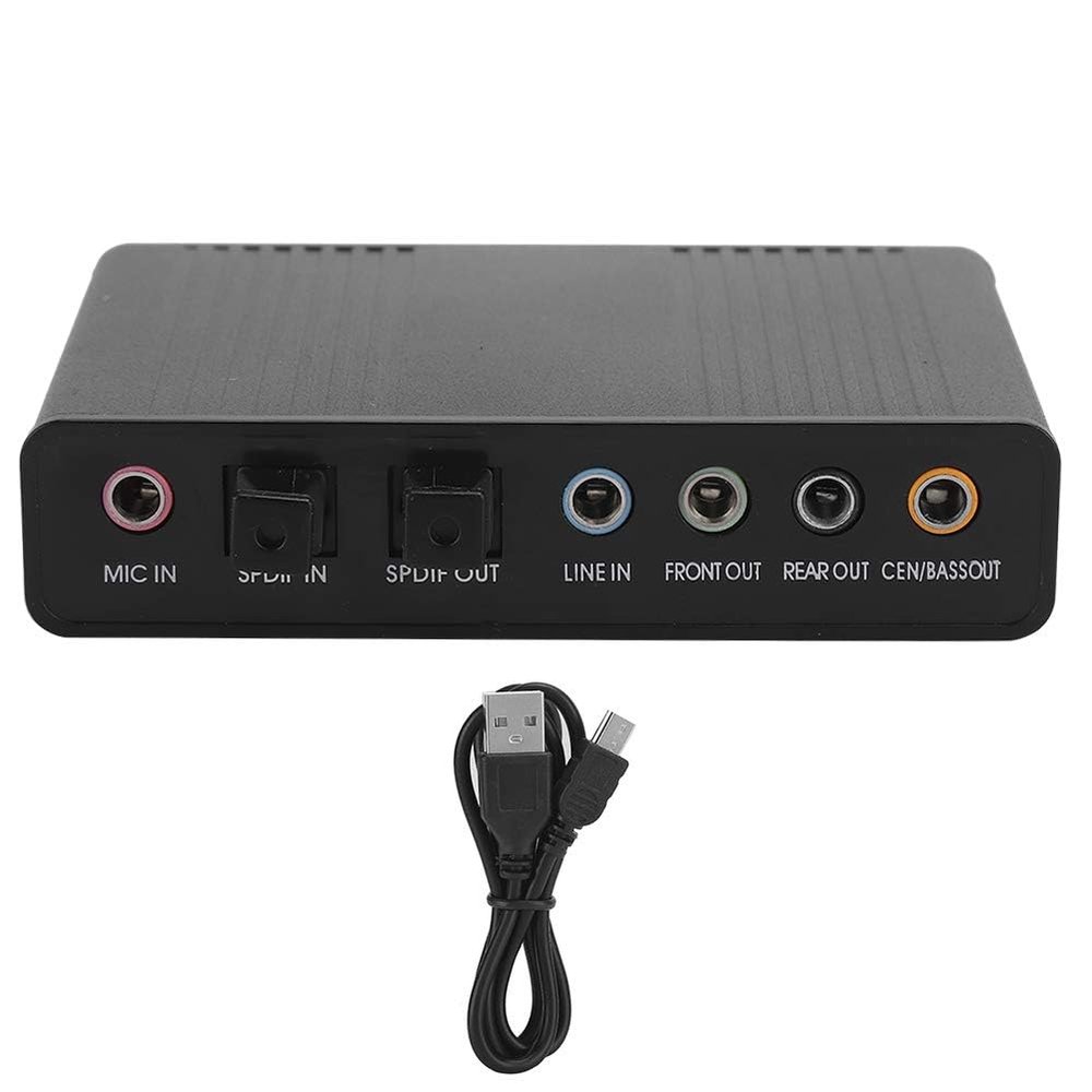 HERCHR Audio Adapter, USB 5.1 Computer External Sound Card Audio Adapter for Karaoke Recording 6 Channel Optical S/PDIF Audio Sound Card Adapter for PC Laptop Recording Compatible with Win10/8/7/ XP