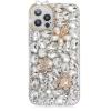Diamond Case for Samsung Galaxy S21 5G,MOIKY Fashion 3D Bling Rhinestone Pearl Flower Case Clear Crystal Shiny Luxury Handmade Transparent Protective Cover Case for Samsung Galaxy S21 5G - White#2 view 2