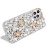 Diamond Case for Samsung Galaxy S21 5G,MOIKY Fashion 3D Bling Rhinestone Pearl Flower Case Clear Crystal Shiny Luxury Handmade Transparent Protective Cover Case for Samsung Galaxy S21 5G - White#2 view 4