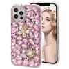 Diamond Case for Samsung Galaxy S21 5G,MOIKY Fashion 3D Bling Rhinestone Pearl Flower Case Clear Crystal Shiny Luxury Handmade Transparent Protective Cover Case for Samsung Galaxy S21 5G - Pink#2 view 1