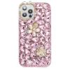 Diamond Case for Samsung Galaxy S21 5G,MOIKY Fashion 3D Bling Rhinestone Pearl Flower Case Clear Crystal Shiny Luxury Handmade Transparent Protective Cover Case for Samsung Galaxy S21 5G - Pink#2 view 2