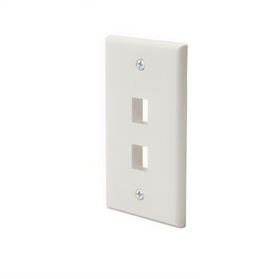 trueCABLE 2 Port Single Gang Keystone Wall Plate, UL Listed, Low Profile Design, Universally Compatible with Modular Ethernet, A/V, Coaxial, and Optical Fiber Keystones, 1 Pack, Matte White