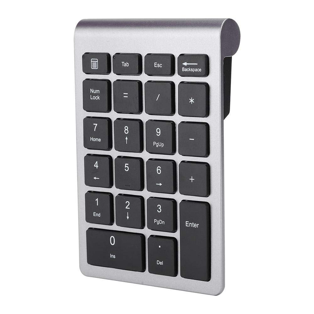 Wireless Numeric Keypad, Mini Digital Numpad 22 Keys Ergonomic Number Pad Keyboard with 2.4G USB Receiver for Laptop/PC/Desktop(Iron Grey)