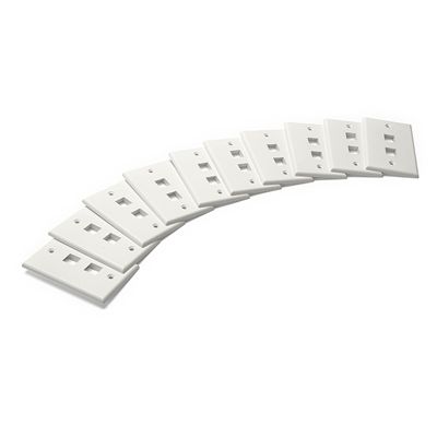 trueCABLE 2 Port Single Gang Keystone Wall Plate, UL Listed, Low Profile Design, Universally Compatible with Modular Ethernet, A/V, Coaxial, and Optical Fiber Keystones, 10 Pack, Matte White