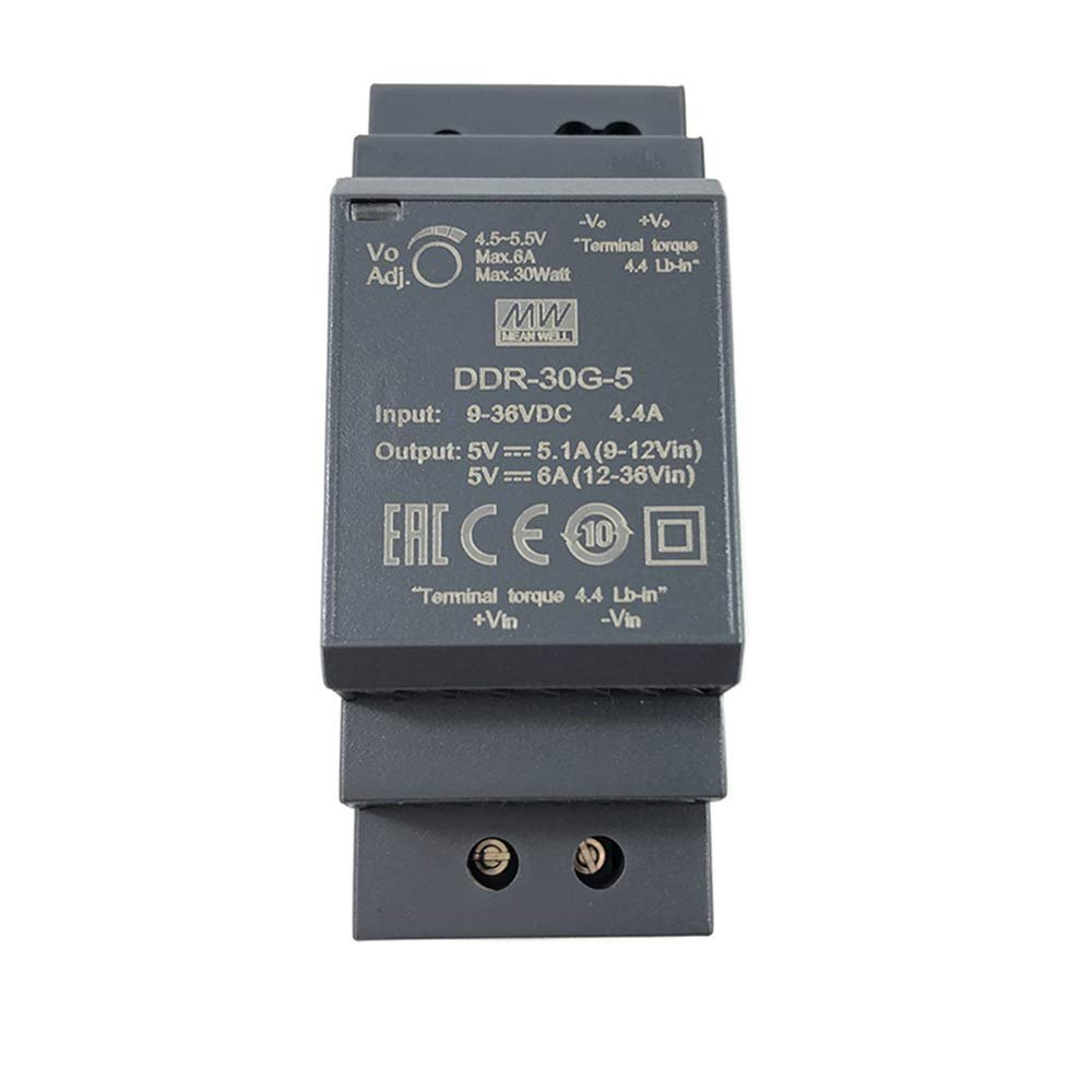 MEAN WELL Original DDR Series DC DC Converter 30W Input 9-36V Output 5V 6A Power Supply Converter (12/24Vdc to 5Vdc)