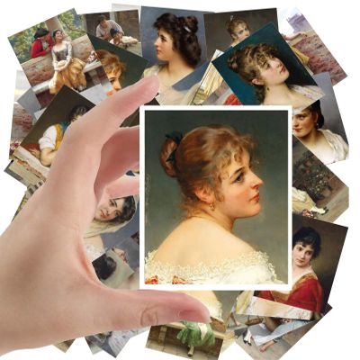 Large Stickers (24 pcs 2.5"x3.5") Beautiful Girls and Ladies Victorian Portraits Antique Museum Painting Retro Poster Reprint