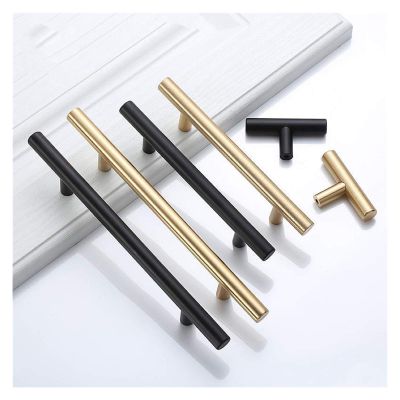 Kitchen drawer cupboard door handle Black Golden Cupboard Handle Brushed Stainless Steel Kitchen Cabinet Door Knob Furniture Drawer Pull Hardware Pulls Bar Handle for Family restaurant bathroom bedroo