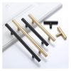 Kitchen drawer cupboard door handle Black Golden Cupboard Handle Brushed Stainless Steel Kitchen Cabinet Door Knob Furniture Drawer Pull Hardware Pulls Bar Handle for Family restaurant bathroom bedroo view 1