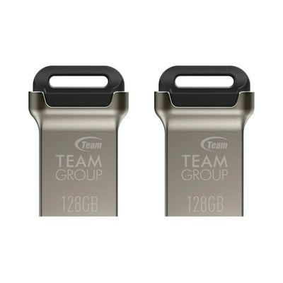 TEAMGROUP C162 128GB 2 Pack USB 3.2 Gen 1 USB 3.1/3.0 Mini Fits Metal Read 140MB/s Flash Thumb Drive External Data Storage Memory Stick Compatible with Computer/Laptop Black TC1623128GB22