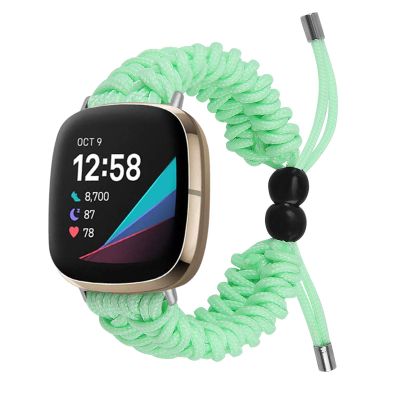 DKEnjoy Watch Band Compatible with Fitbit Versa 3/Sense Strap, Woven Nylon Replacement Accessories Bracelet Adjustable Wristband (Green)
