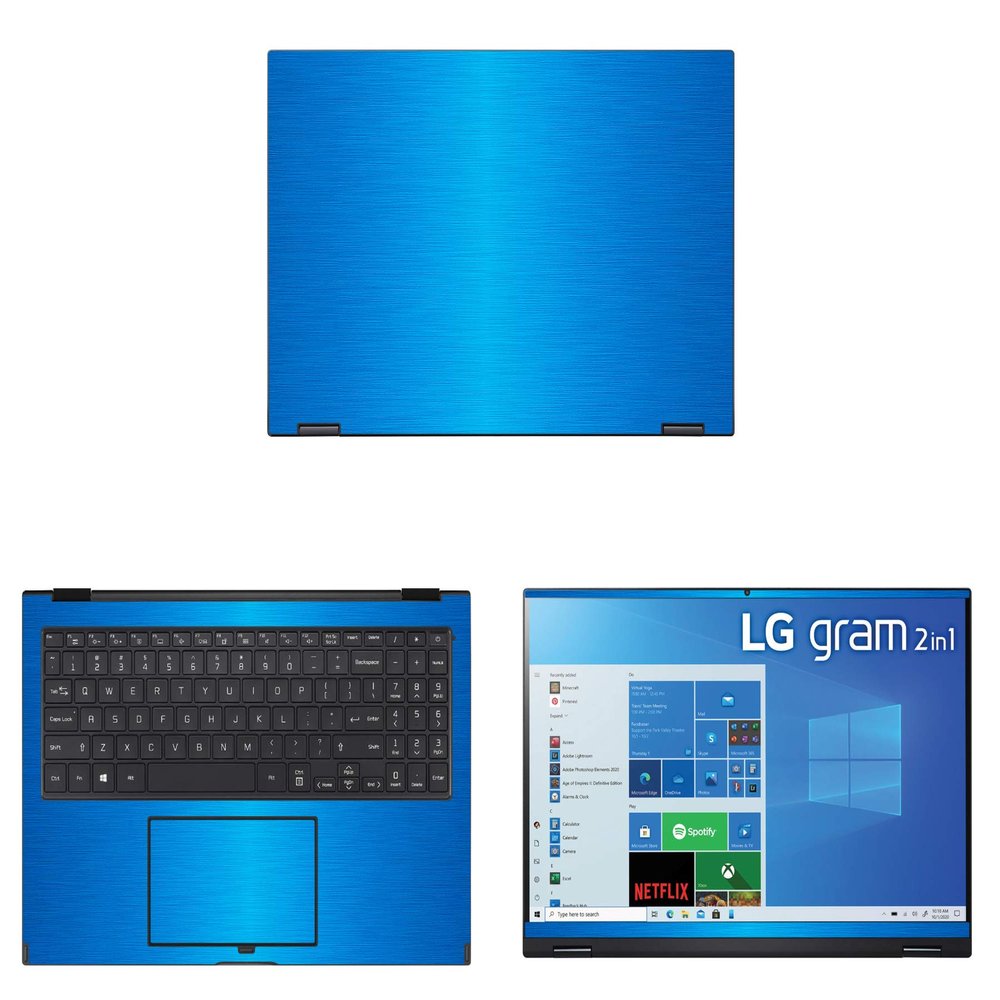 Decalrus - Protective Decal for LG gram 16 16T90P (16" Screen) Laptop LITE Blue Texture Brushed Aluminum Skin case Cover wrap BAlgGram2in1_16t90pLiteBlue
