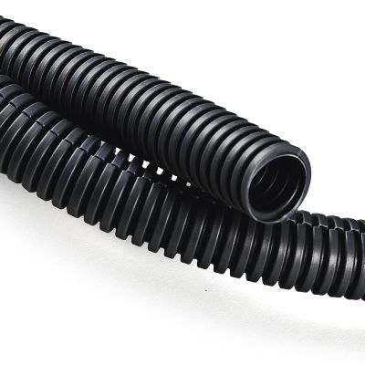ZhiYo 20FT 3/8 Wire Loom Split Tubing Auto Wire Conduit Flexible Cover | High Temperature Heat Resistant -40F to 257F | Plastic Cover for Electrical Wires & Cables, Black