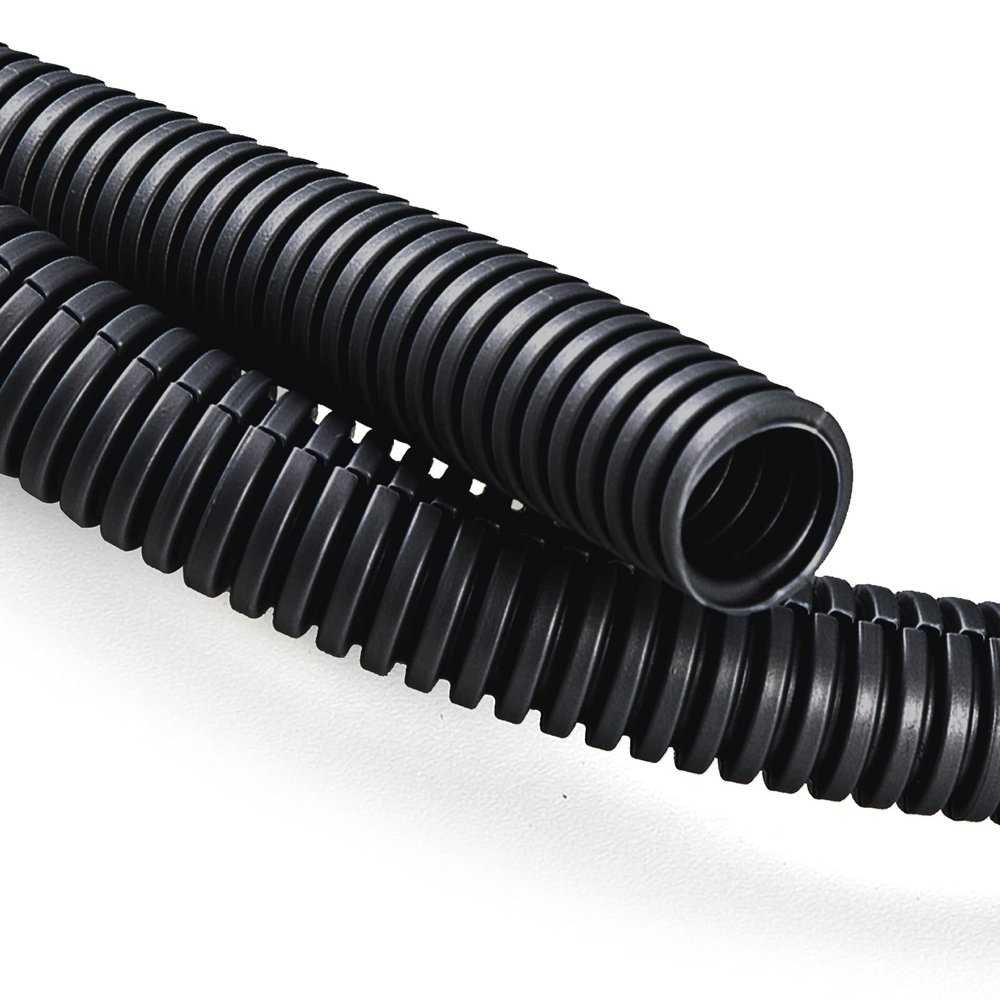 ZhiYo 20FT 3/8 Wire Loom Split Tubing Auto Wire Conduit Flexible Cover | High Temperature Heat Resistant -40F to 257F | Plastic Cover for Electrical Wires & Cables, Black