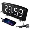 ThreeH Alarm Clock Radio for Bedroom with Dual USB Charging Ports 4 Diming Mode 7.3'' LED Screen 12/24 Hour Mode Snooze Function White view 1