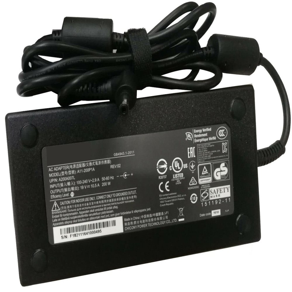 200W 19V 10.5A Ac Adapter Charger for Clevo P650HP P650RG P670RG P671RG P670HP6 P750DM2 A11-200P1A A200A007L Laptop Power Supply Cord