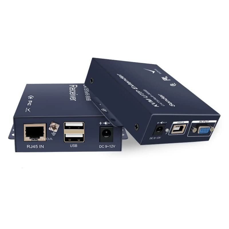 Up to 656Ft/200m,VGA KVM UTP Extender Video Audio Over RJ45 Cat5e Cat6 Sender Receiver Set