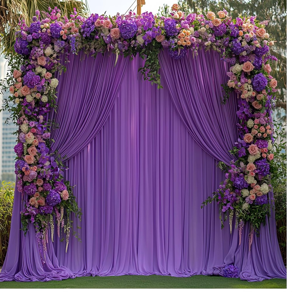 10ftx10ft Purple Wrinkle-Free Backdrop Drapes Curtains, Purple Polyester Background Decorations for Wedding Home Party Supplies