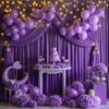 10ftx10ft Purple Wrinkle-Free Backdrop Drapes Curtains, Purple Polyester Background Decorations for Wedding Home Party Supplies view 2