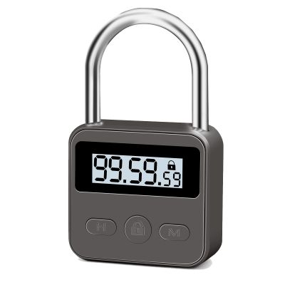 Upgraded Smart Timer Alloy Lock, 100 Hours Max Time Rechargable Padlock with LCD Display (Black)