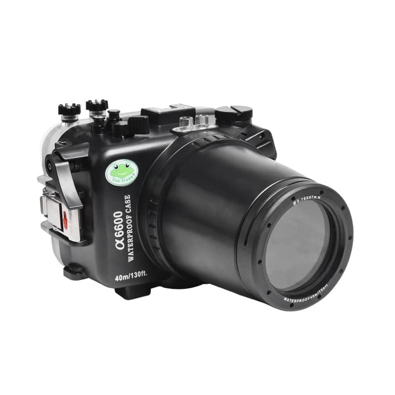 Seafrogs 40M/130FT Camera Waterproof Case Underwater Housing for Sony A6600 with 28-70MM Standard Barrel, Built-in Water Leakage Sensor, Ideal for Diving, Surfing, Swimming and Rafting Video