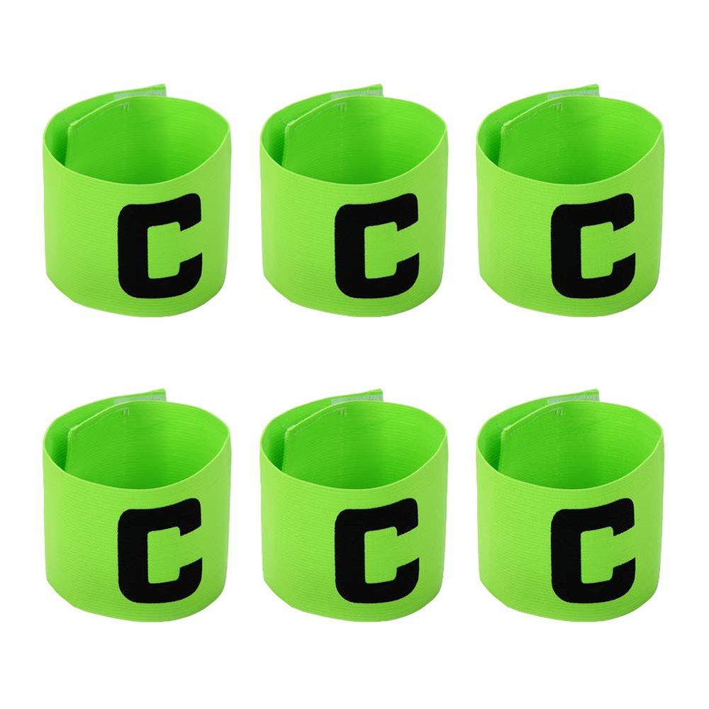 ccHuDE 6 Pcs Adjustable Elastic Soccer Captain Armband Arm Bands Football Basketball Player Bands for Youth Adult Green