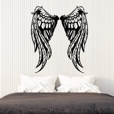 Vinyl Wall Decal Angel Woman Wings Symbol Bedroom Interior Stickers Mural Large Decor (g5606) Black