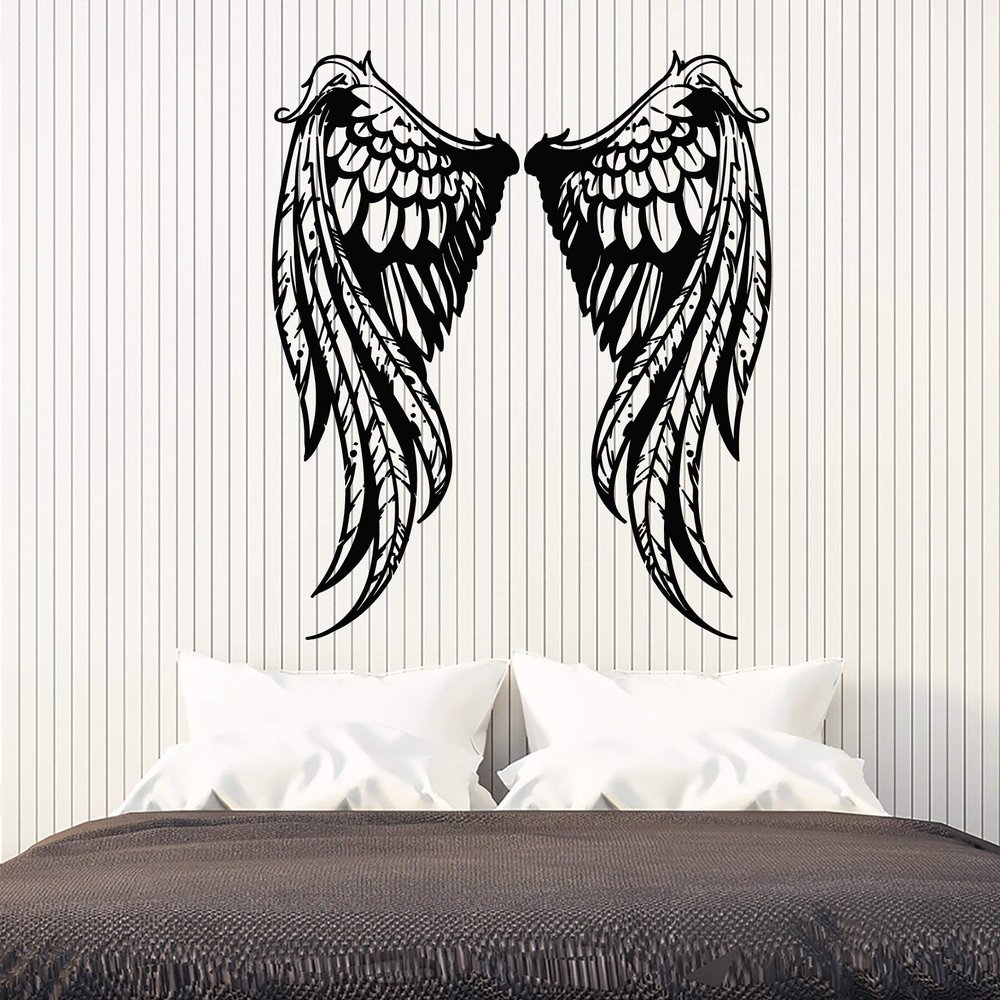 Vinyl Wall Decal Angel Woman Wings Symbol Bedroom Interior Stickers Mural Large Decor (g5606) Black