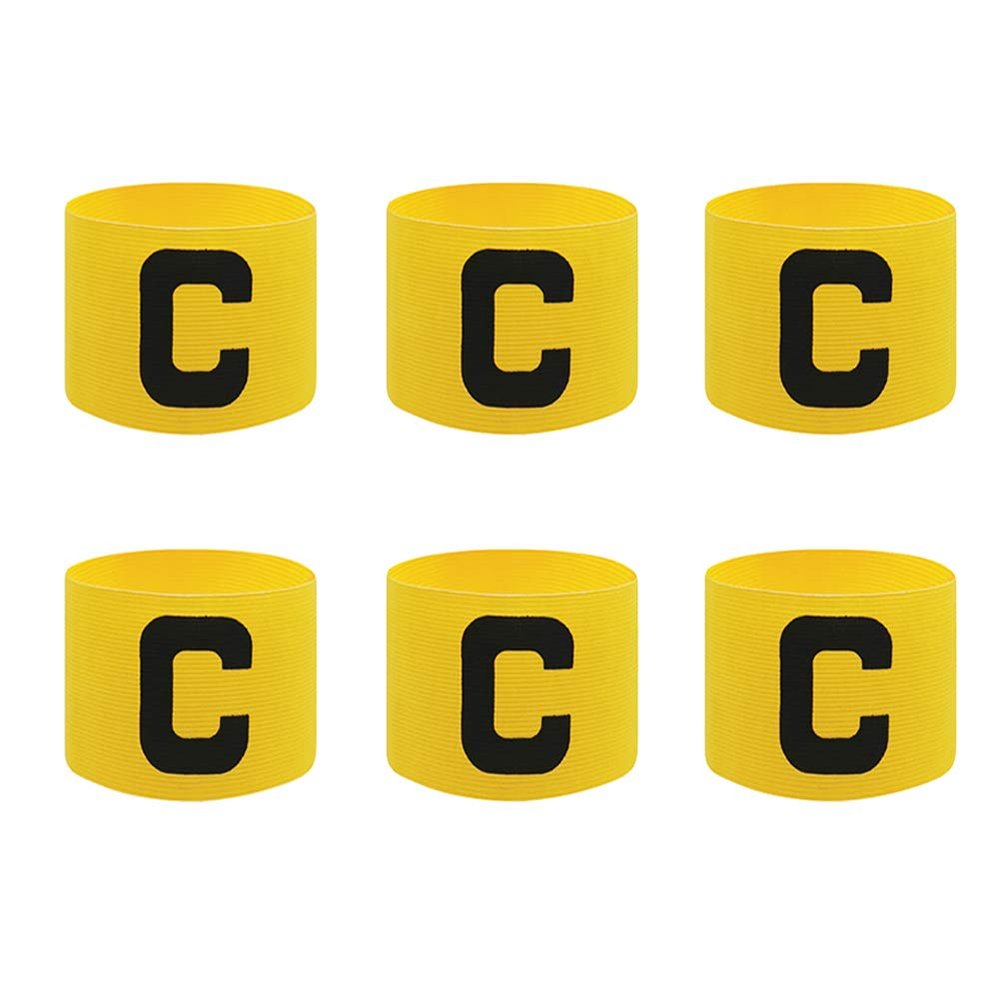ccHuDE 6 Pcs Adjustable Elastic Soccer Captain Armband Arm Bands Football Basketball Player Bands for Youth Adult Yellow