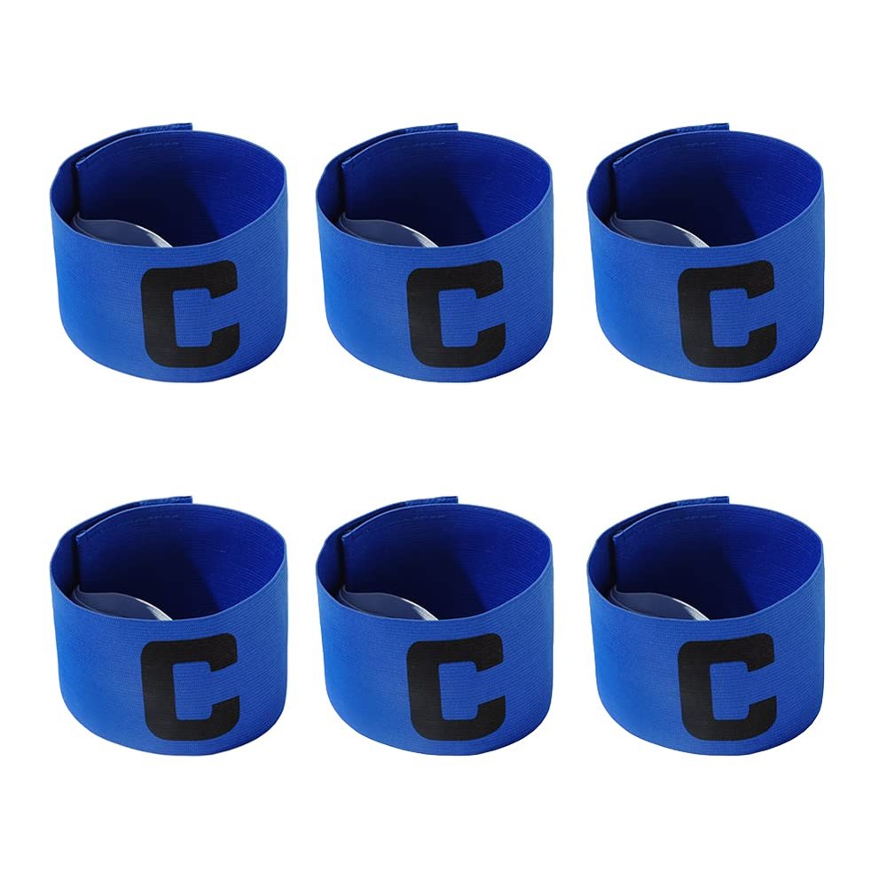 ccHuDE 6 Pcs Adjustable Elastic Soccer Captain Armband Arm Bands Football Basketball Player Bands for Youth Adult Blue