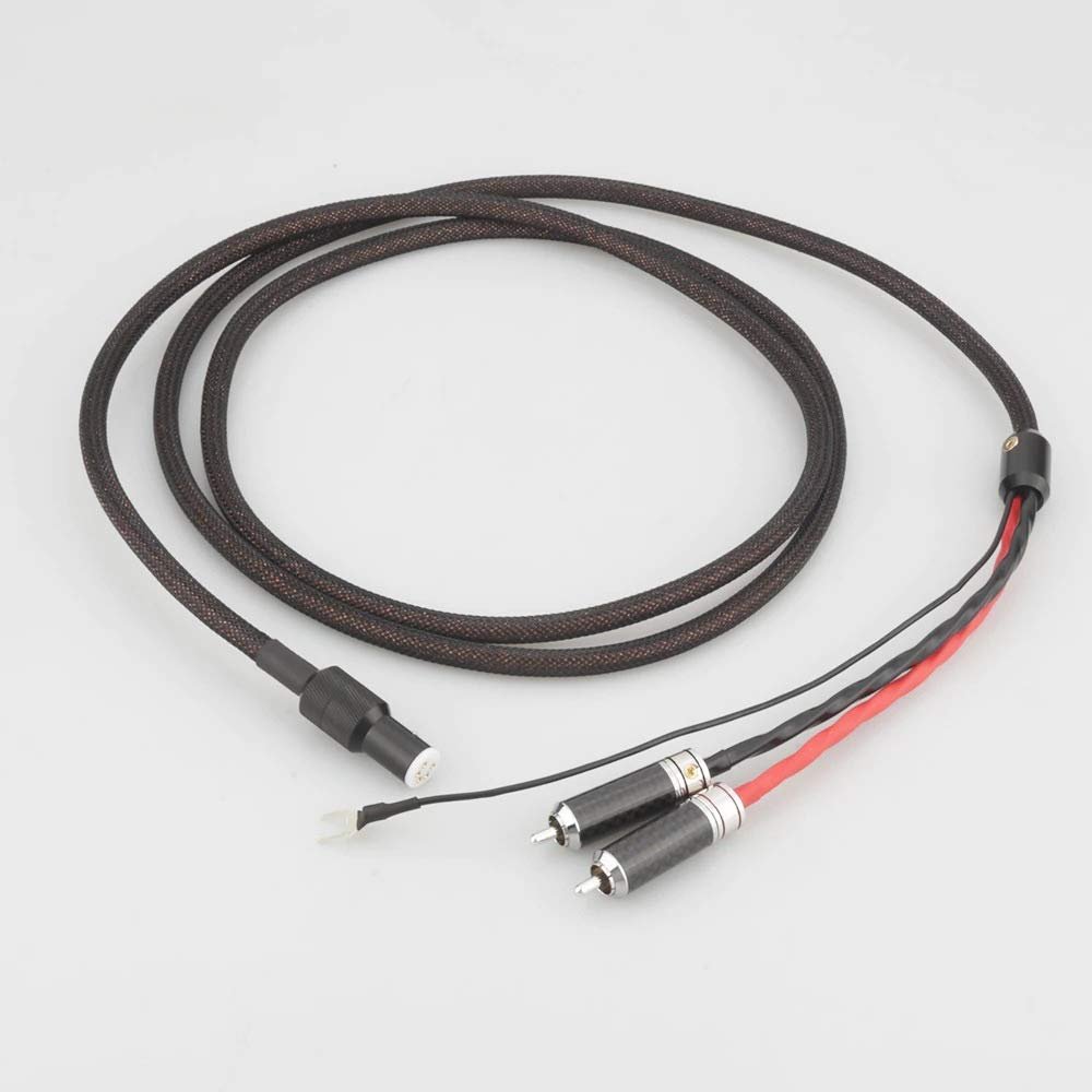 100% Pure Silver Tonearm Cable Din to 2RCA Interconnect Shielding Tone Arm Phono Cable (Length : 1m)