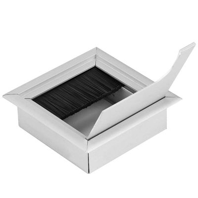 POCREATION Aluminium Desk Cable Hole Cover, Desk Computer Wire Cable Tidy Outlet, Solar Board and Socket Cover (S, Silver)
