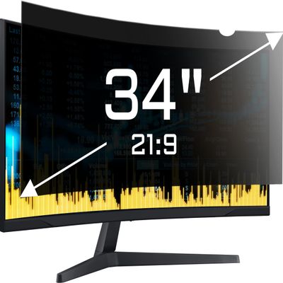 ZYY 34 Inch(diagonal) Computer Privacy Screen Filter (31 1/4 13 3/8) With Anti Glare, Anti UV Protection, Curved Monitor Privacy Screen Protector Film 21:9 Aspect Ratio For Desktop Computer Monitor