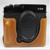 X-E4 Case, BolinUS Handmade PU Leather Half Camera Case Bag Cover Bottom Opening Version for Fuji Fujifilm X-E4 XE4 with Hand Strap (Brown) view 1