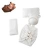 Coberllus Newborn Baby Photography Props Hat, Bow Wrap, Blanket and Posing Aid Pad Set for Baby Boys Girls Photo Shoot Knit Outfits (White) view 1